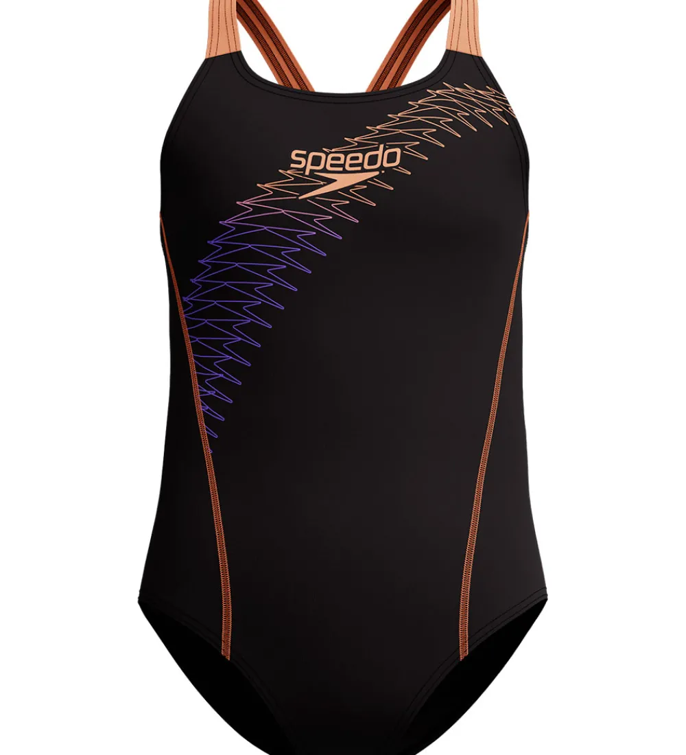 Børn Speedo Svømmetøj|Svømning>Badedragt - Medalist - Sort/Fersken