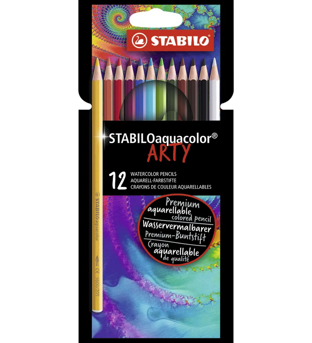 Stabilo Tuscher Og Farver|Skriveredskaber>Farveblyanter - Aquacolor Arty - 12 stk. - Multifarvet