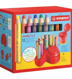 Stabilo Tuscher Og Farver|Kreativ Leg|Farveblyanter - Woody 3-i-1 Deskset - 15 Stk. - Multifa