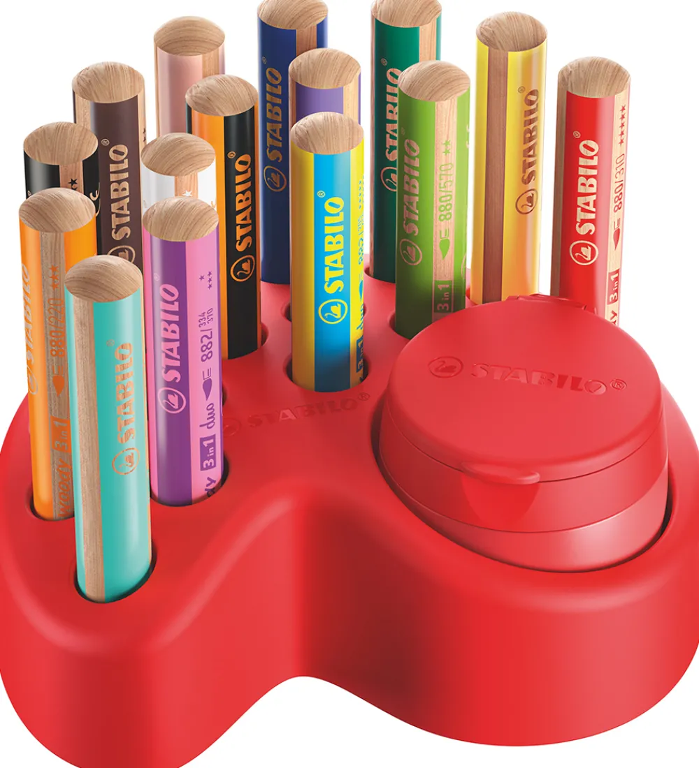 Stabilo Tuscher Og Farver|Kreativ Leg|Farveblyanter - Woody 3-i-1 Deskset - 15 Stk. - Multifa