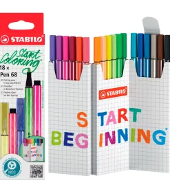 Stabilo Tuscher Og Farver|Skriveredskaber>Tuscher - Pen 68 - 18 stk. - Multifarvet