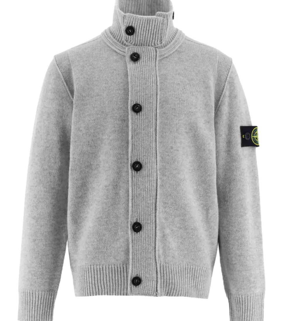 Børn Stone Island Striktrøjer>Cardigan - Uld/Viskose - Gråmeleret