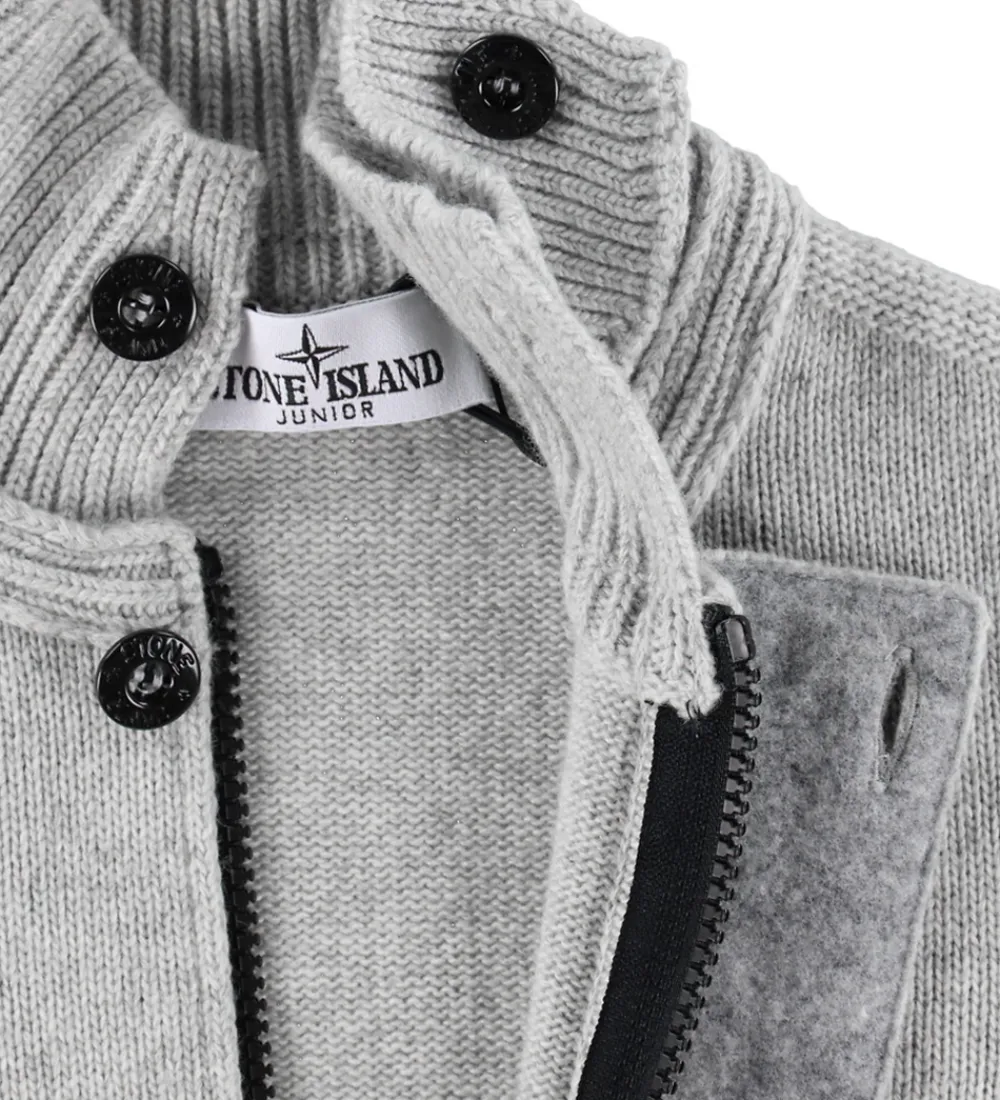 Børn Stone Island Striktrøjer>Cardigan - Uld/Viskose - Gråmeleret