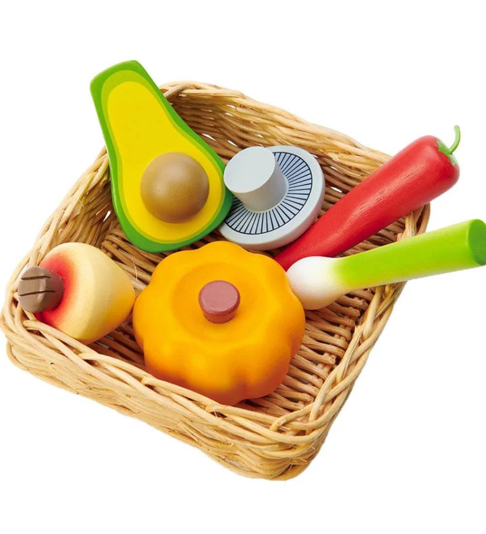 Tender Leaf Legemad>Trælegetøj - Kurv Med Grønsager