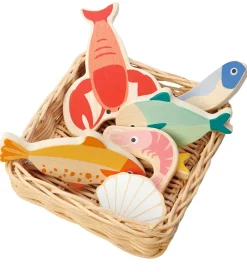 Tender Leaf Legemad>Trælegetøj - Kurv Med Fisk & Skaldyr