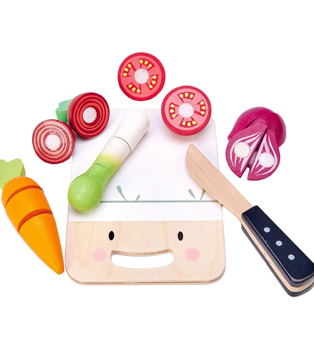 Tender Leaf Legemad>Trælegetøj - Skærebræt med Grøntsager