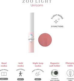 The Zoofamily Lamper|Lampe - 3-i-1 - Rosa m. Enhjørning