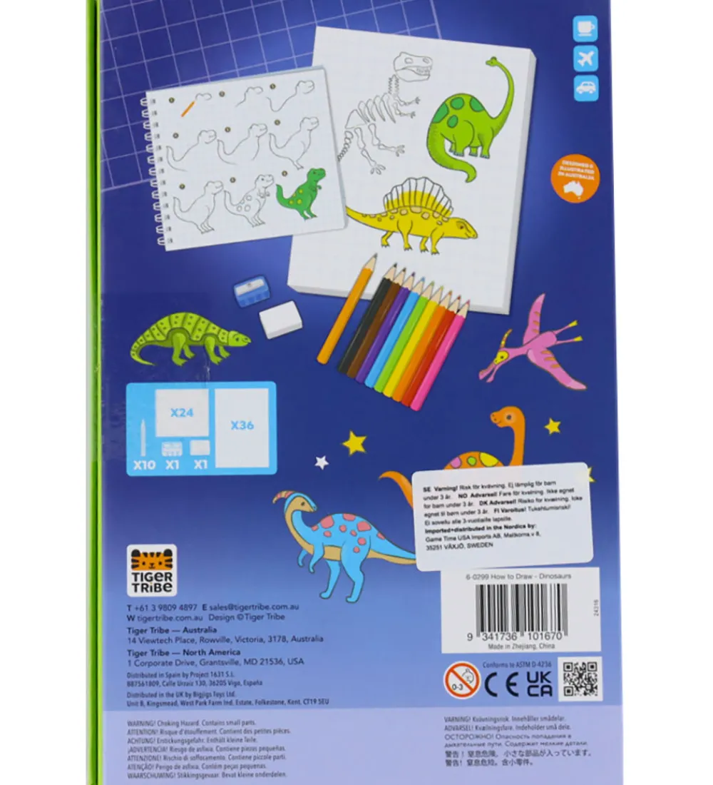 Tiger Tribe Skriveredskaber|Skole>Tegnesæt - Lær At Tegne - Dinosaurs