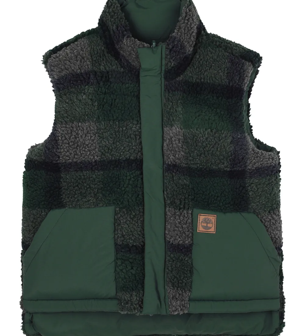 Børn Timberland Veste|Dunveste Og Dyneveste|Dynevest - Vendbar - Mørkegrøn