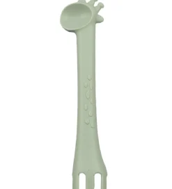 Tiny Tot Babyskeer>Bestik - Ske/Gaffel - Silikone - Støvet Grøn
