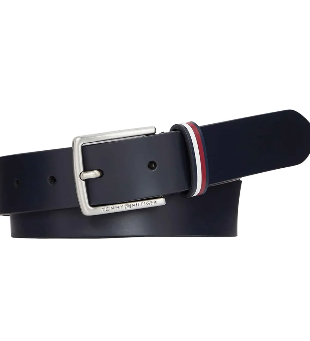 Børn Tommy Hilfiger Bælter|Bælte - Leather Belt - Navy Blue
