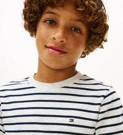 Børn Tommy Hilfiger Bluser|Bluse - Stripe - Light Grey Heather Stripe Grey