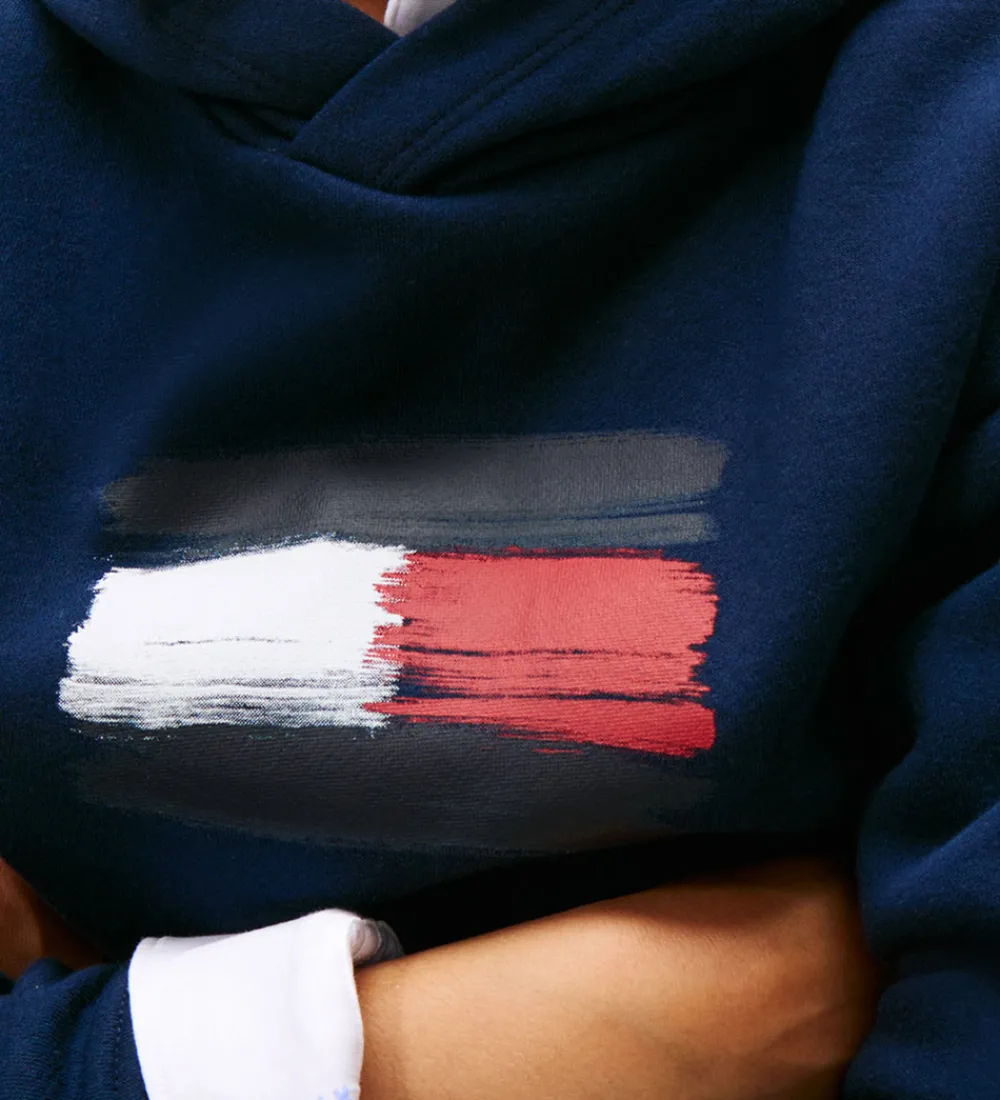 Børn Tommy Hilfiger Hættetrøjer|Hættetrøje - Flag - Dark Night Navy