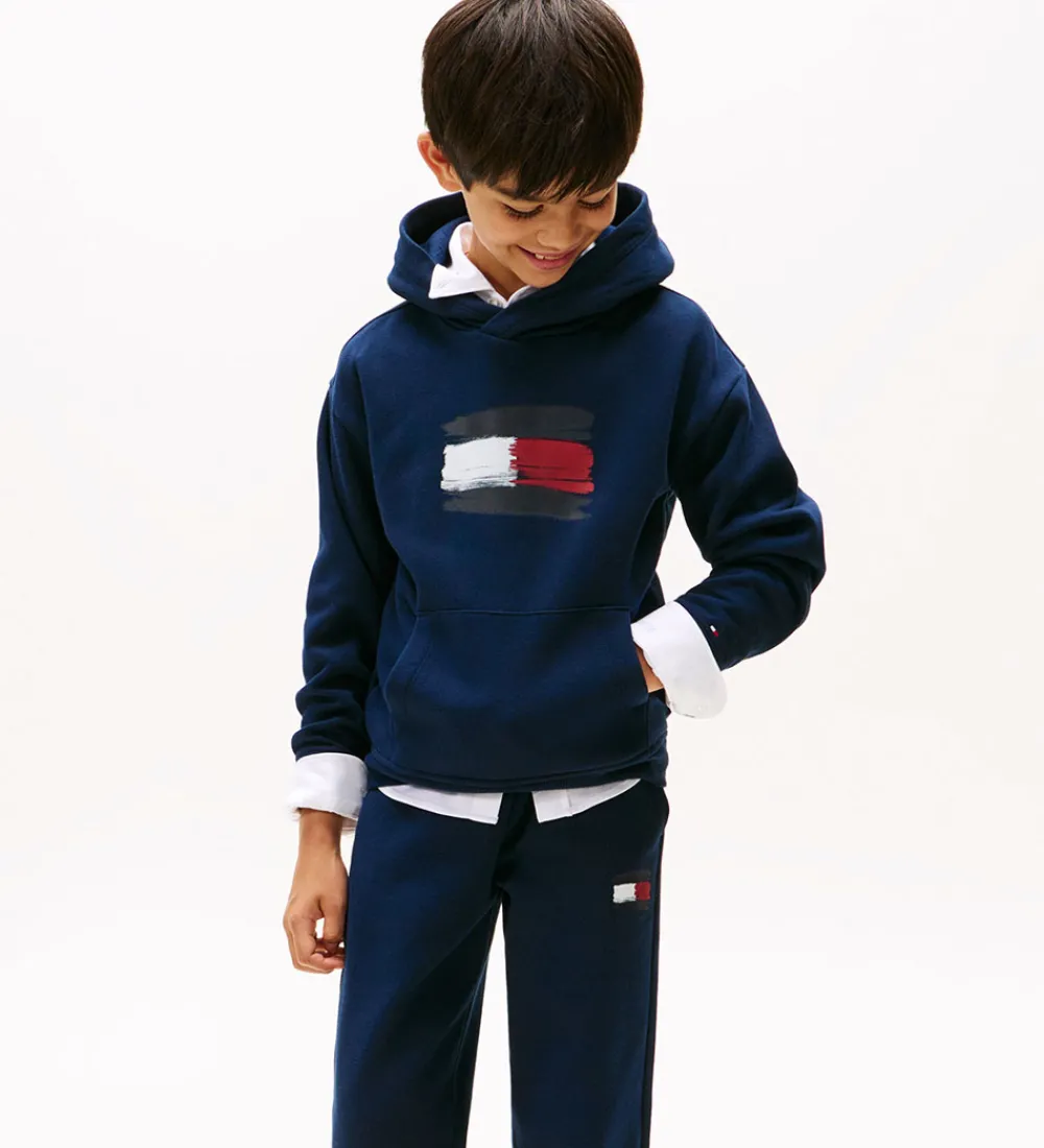 Børn Tommy Hilfiger Hættetrøjer|Hættetrøje - Flag - Dark Night Navy