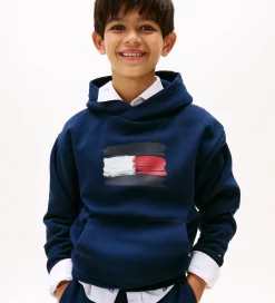 Børn Tommy Hilfiger Hættetrøjer|Hættetrøje - Flag - Dark Night Navy