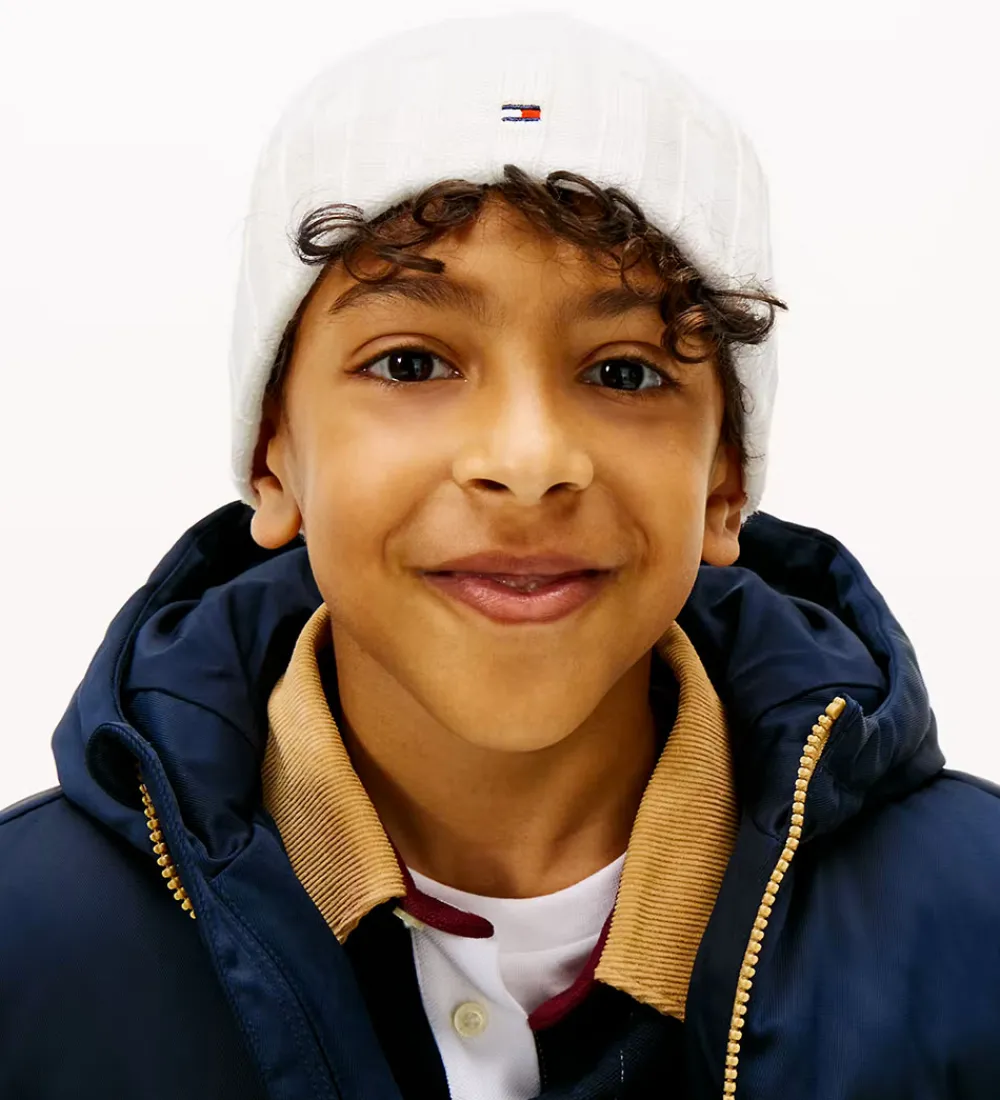 Børn Tommy Hilfiger Huer Og Hatte|Hue - Strik - Ancient White