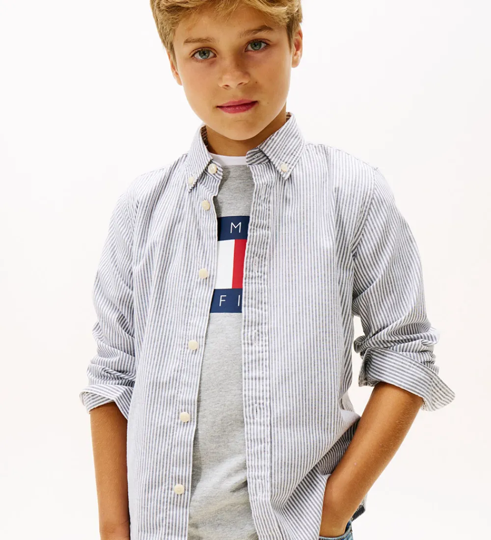Børn Tommy Hilfiger Skjorter|Konfirmationstøj|Skjorte - Dark Night Navy Stripe