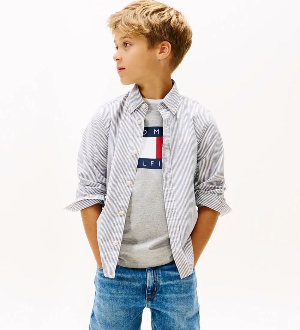 Børn Tommy Hilfiger Skjorter|Konfirmationstøj|Skjorte - Dark Night Navy Stripe