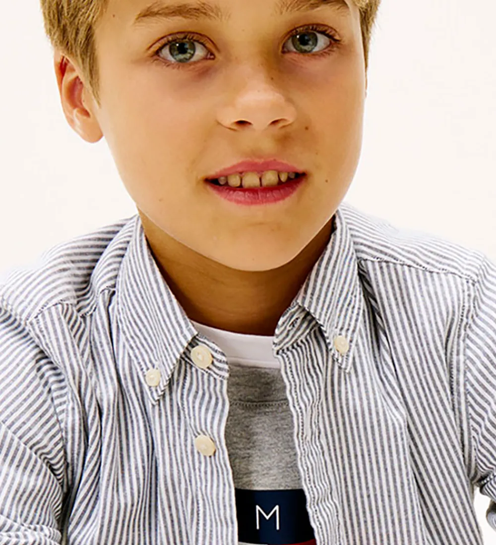 Børn Tommy Hilfiger Skjorter|Konfirmationstøj|Skjorte - Dark Night Navy Stripe