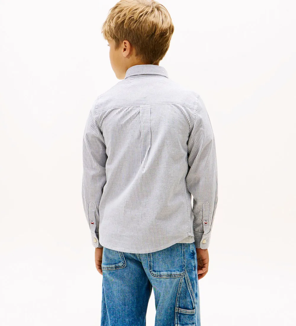 Børn Tommy Hilfiger Skjorter|Konfirmationstøj|Skjorte - Dark Night Navy Stripe