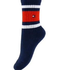 Børn Tommy Hilfiger Strømper|Basis|Strømper - 2-pak - Navy/Gråmeleret m. Logostriber