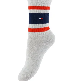 Børn Tommy Hilfiger Strømper|Basis|Strømper - 2-pak - Navy/Gråmeleret m. Logostriber