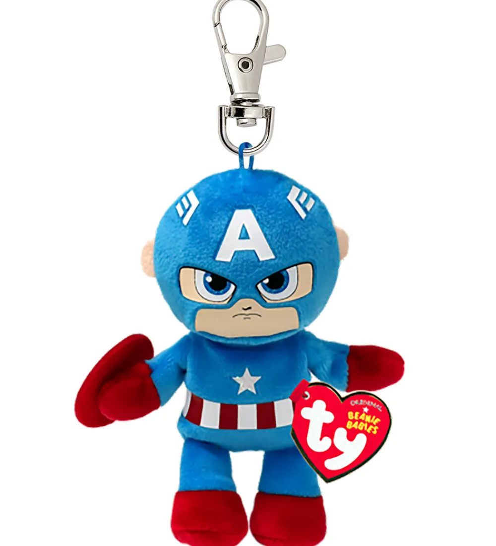 Ty Nøgleringe|Nøglering m. Bamse - Beanie Babies - 10 cm - Marvel Captain A