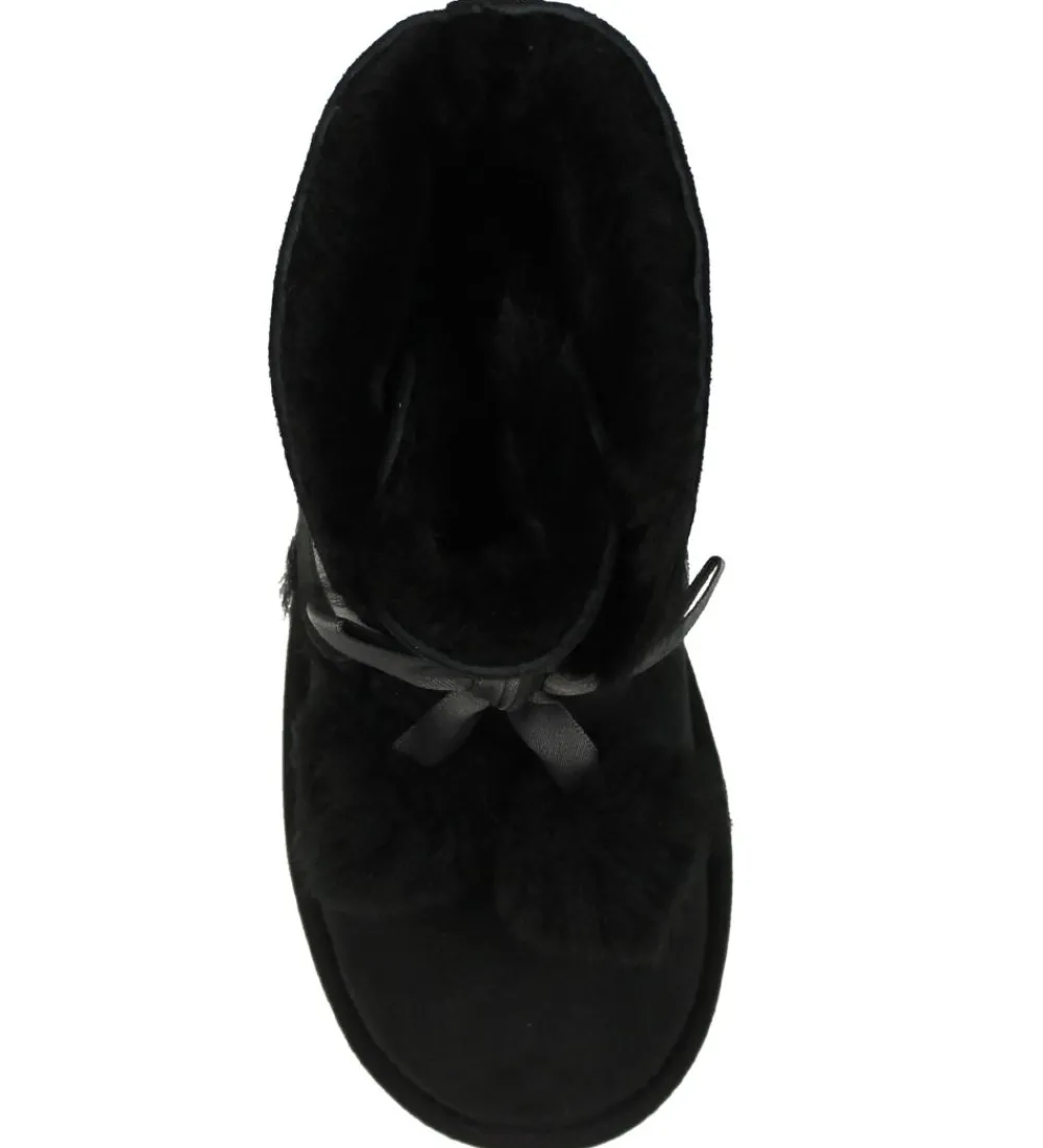 UGG Bamsestøvler>Bamsestøvler - Gita - Sort m. Pom Poms