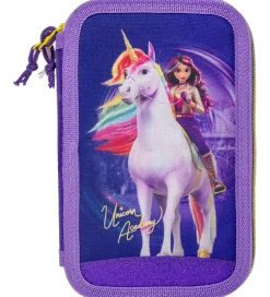 Unicorn Academy Penalhuse|Penalhus m. Indhold - Dobbelt - Lilla/Glitter