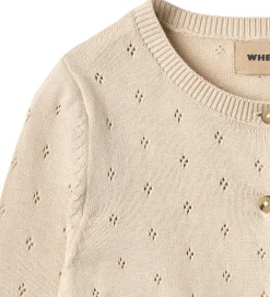 Børn Wheat Striktrøjer>Cardigan - Strik - Maia - Off White m. Hulmønster