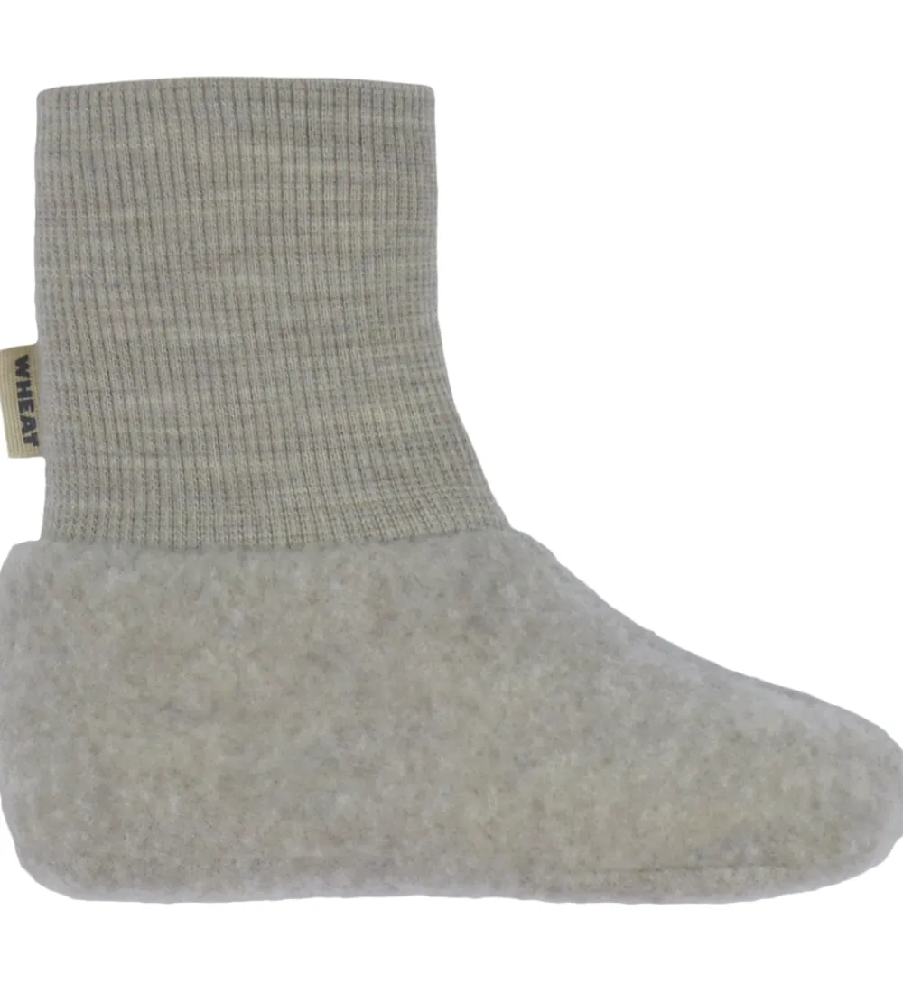 Wheat Hjemmesko>Futter - Uldfleece - Lei - Khaki Melange