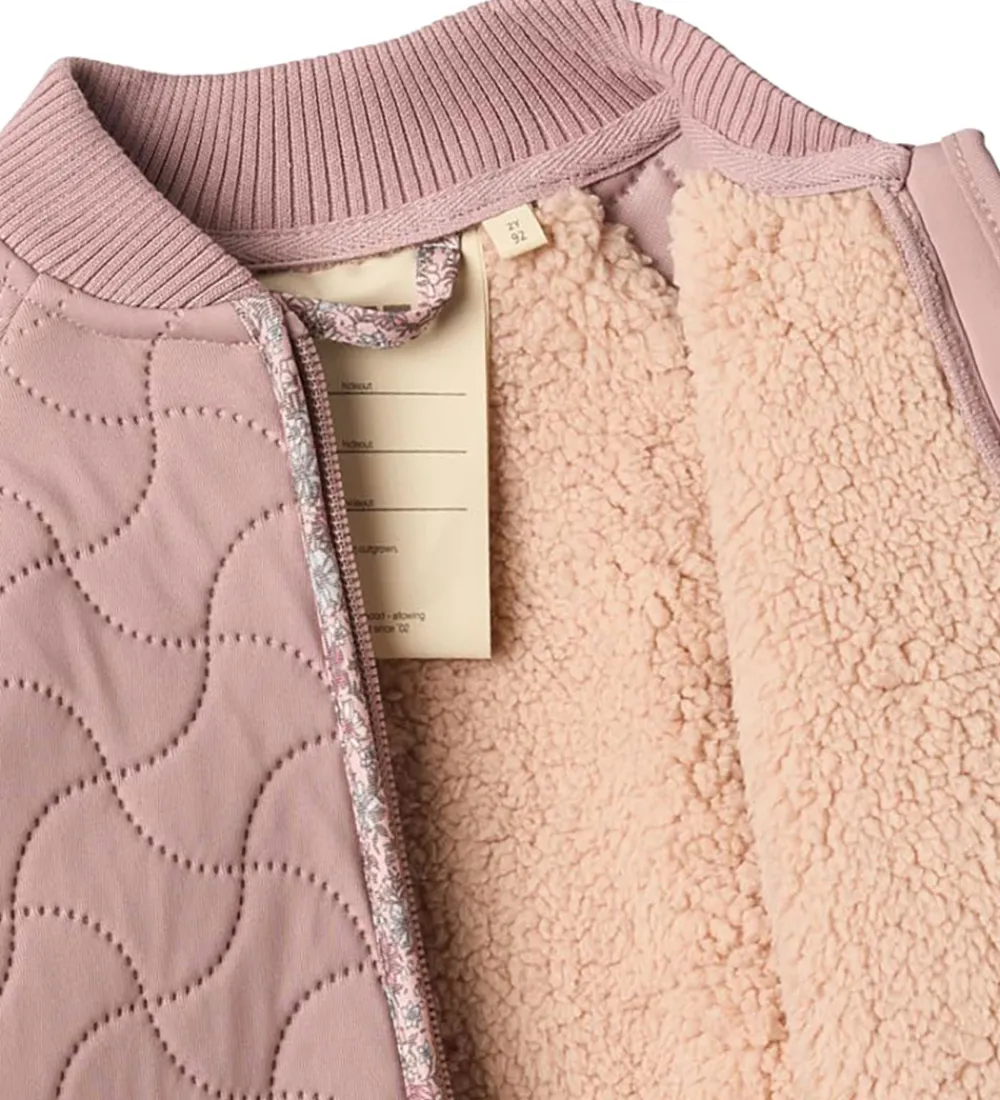 Børn Wheat Termotøj>Termojakke m. Fleece - Ellas - Warm Rose m. Blomster